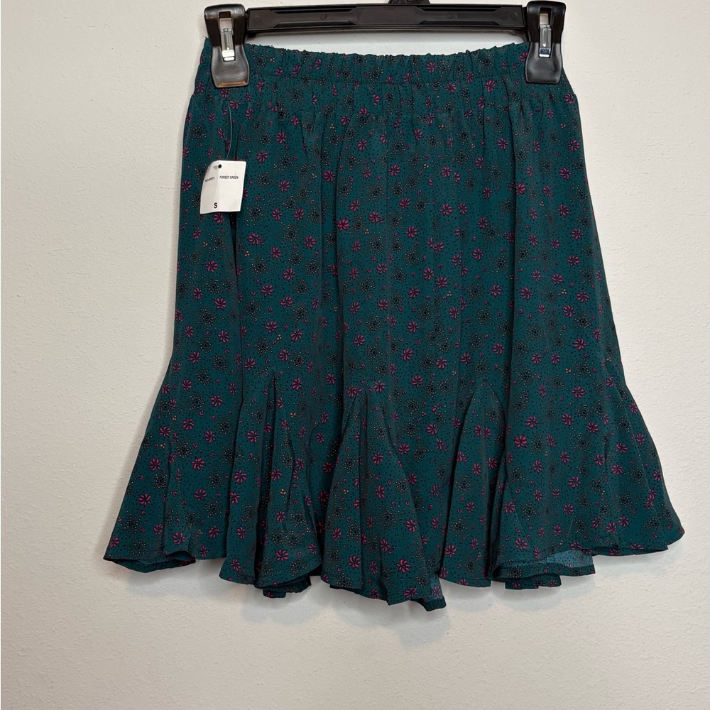 City Studio Teal Mini Skirt with Pink Floral Print